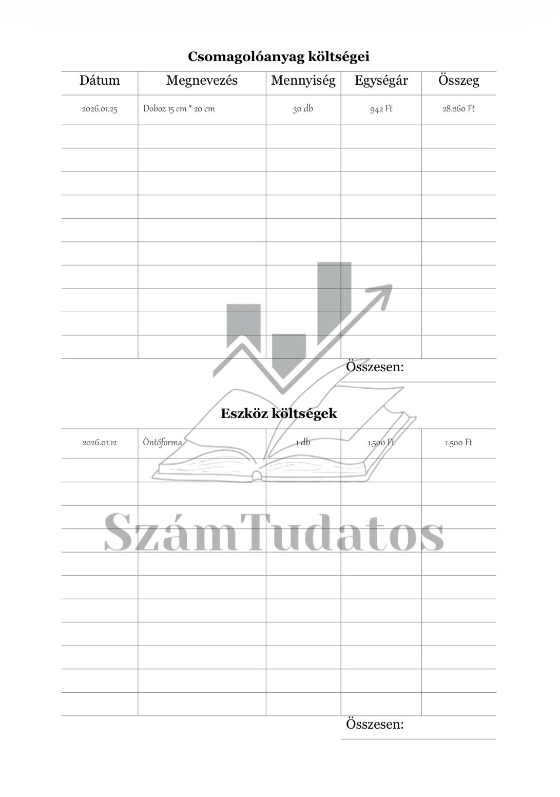 Költségek vezetése