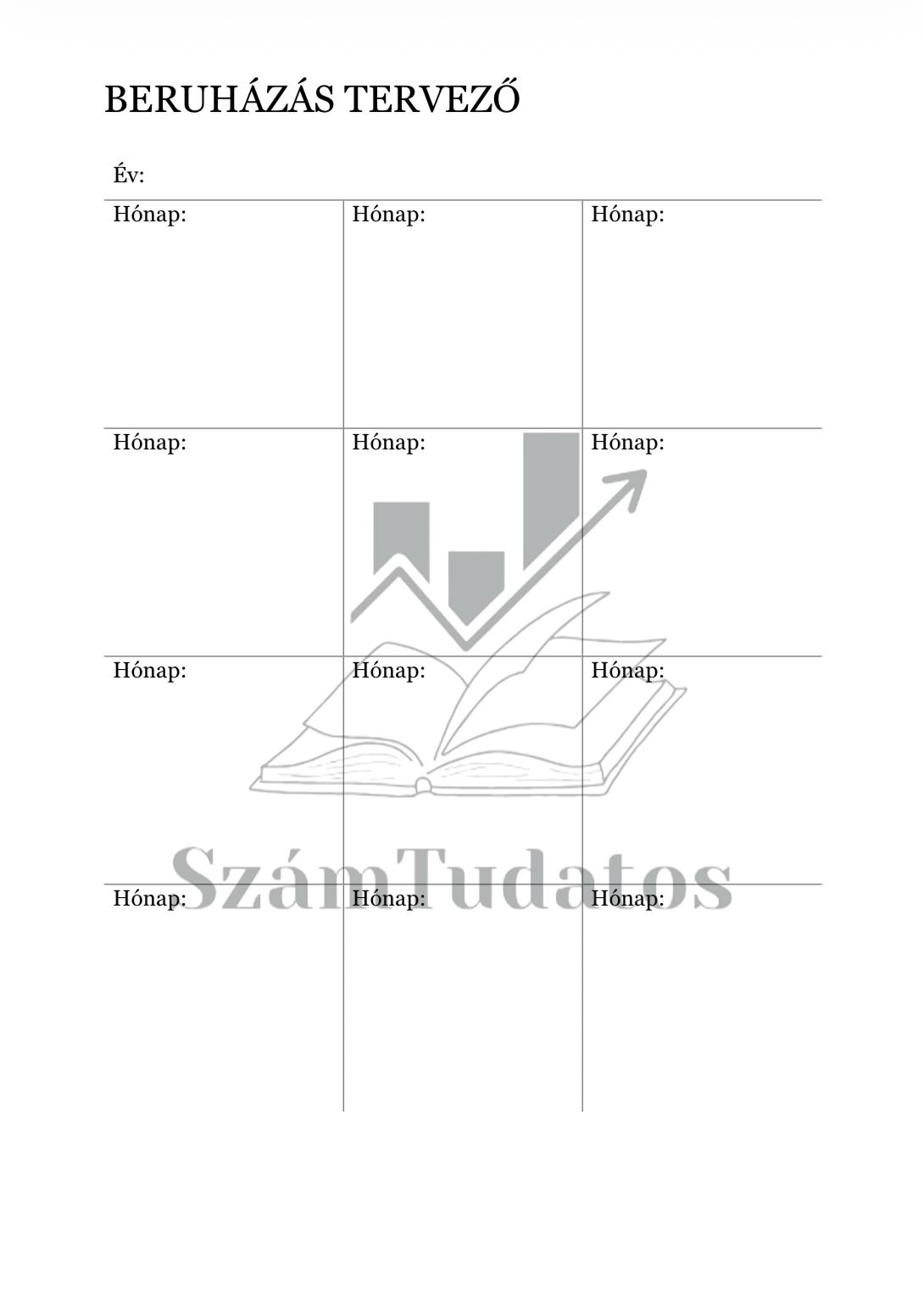 Beruházás tervező naptár