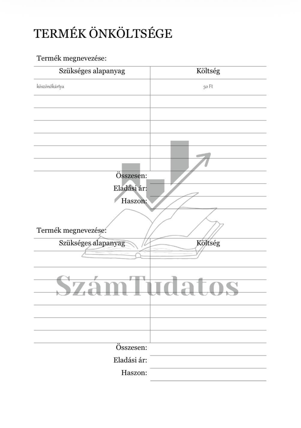 Termék önköltsége